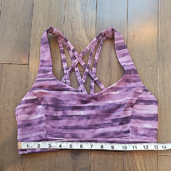 Lululemon Energy Bra, Purple Striped Women's Sports Bra, Size 8 - Picture 4 of 7